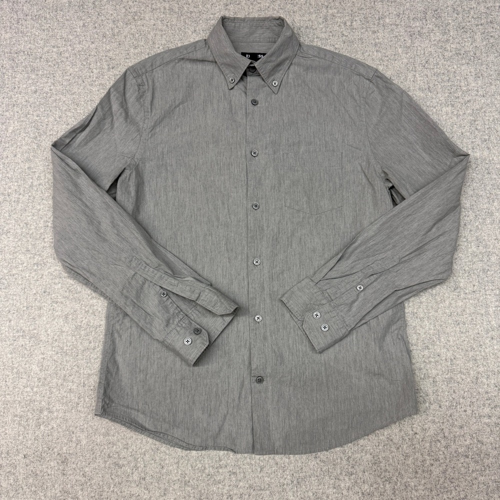 Express | Button Down Shirt | Small | Gray | Long Sleeve Cotton Stretch Pocket